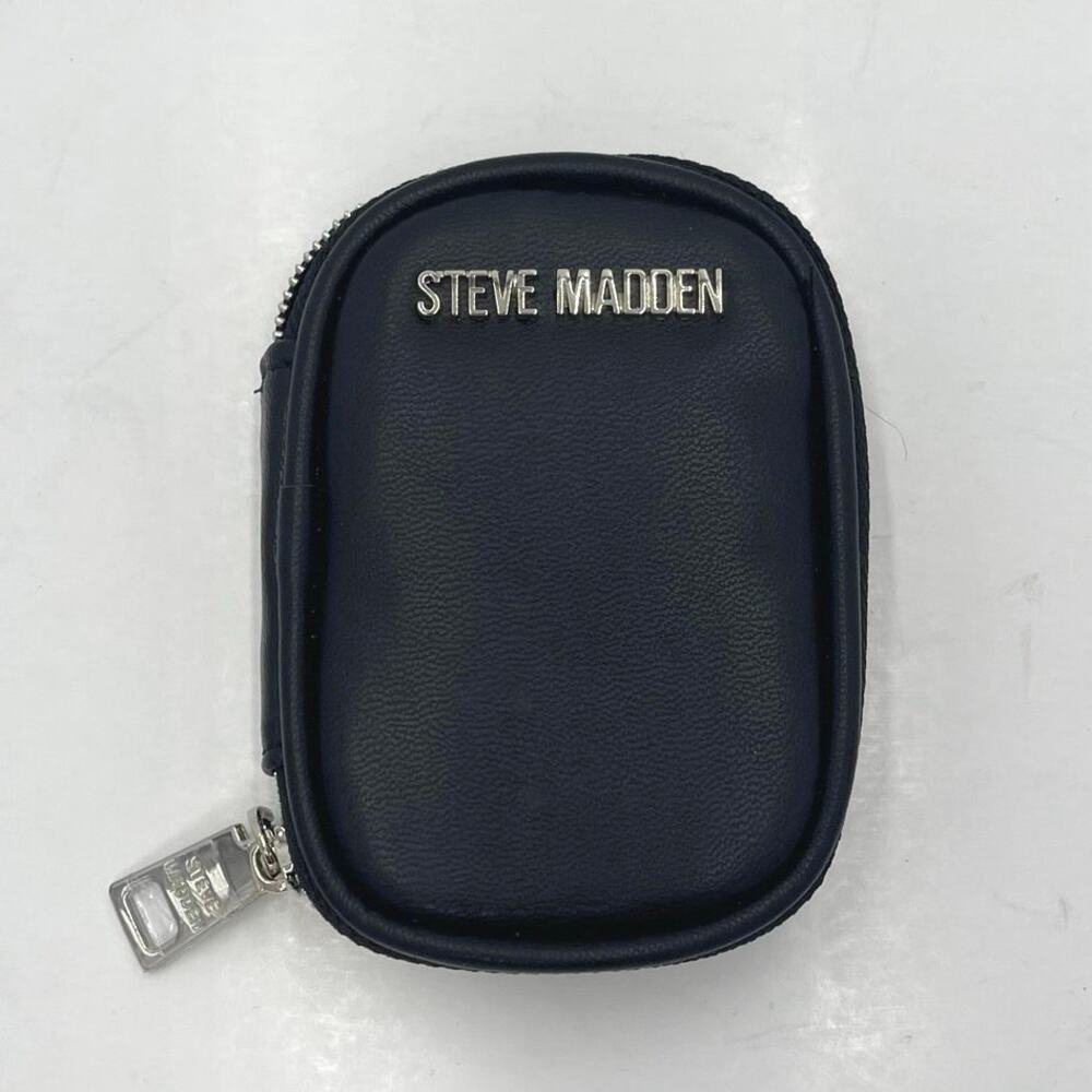 Steve Madden Black Clip On Pouch Storage, Cards, Cables, Earbuds 4.5"x 3.5" x 1"